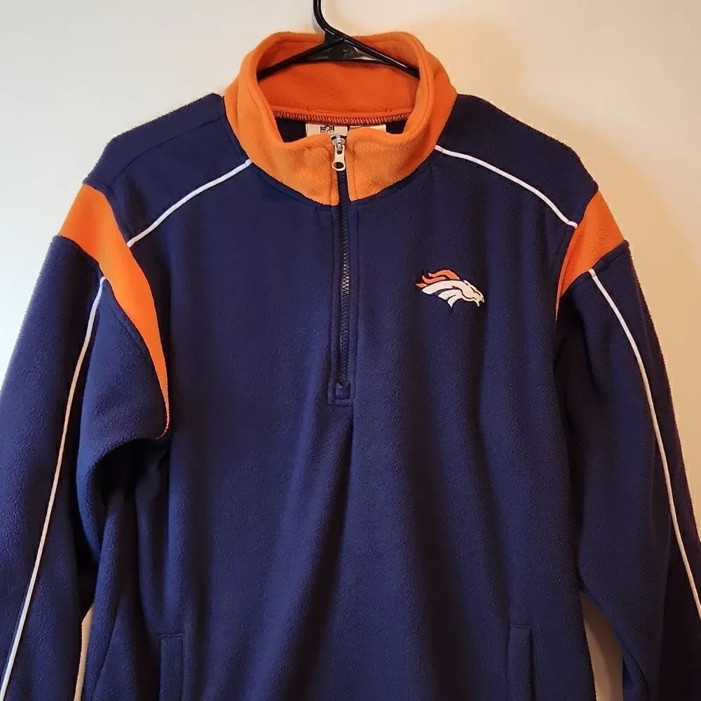 Official NFL Team Apparel Denver Broncos 1/4 Zip Fleece Youth Size 14/16 EUC